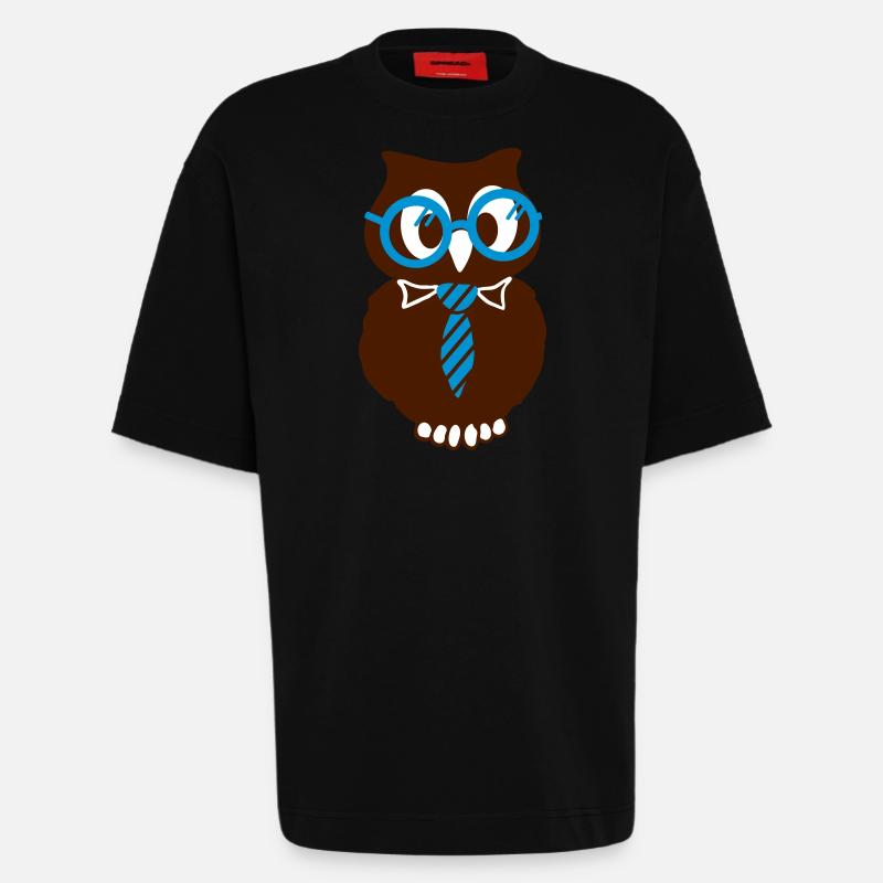 Eule mit Brille - Heavyweight T-Shirt - made by SPREAD  - SOLID BLACK