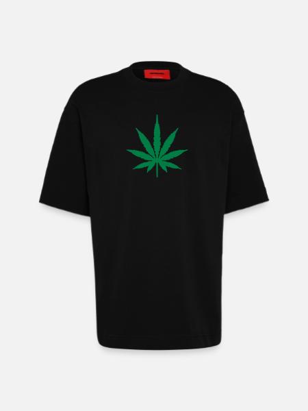 Marijuana Leaf - Heavyweight T-Shirt - made by SPREAD - SOLID BLACK