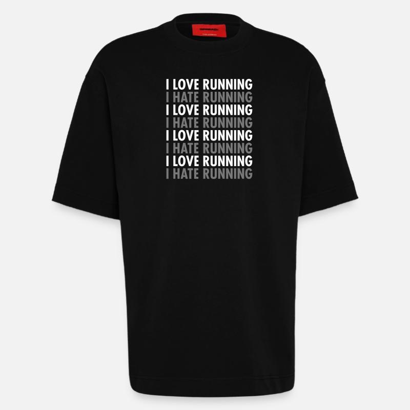 I Love / Hate Running - Heavyweight T-Shirt - made by SPREAD  - SOLID BLACK