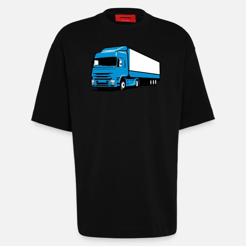 Route de camion camion - T-shirt bio épais oversize fabriqué en UE - SOLID BLACK