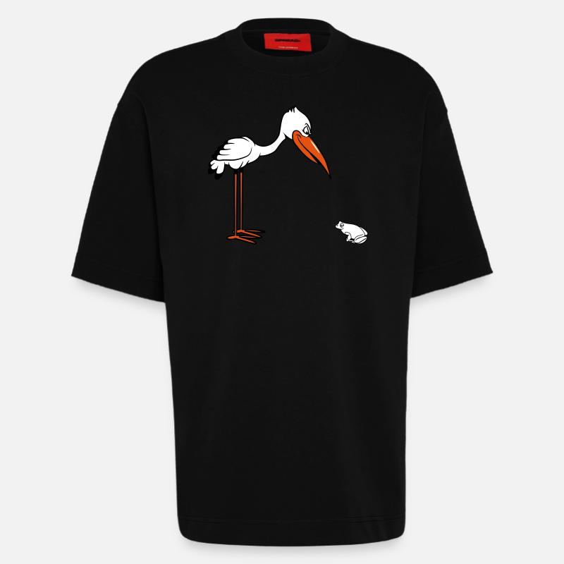 cigogne grenouille drôle - T-shirt bio épais oversize fabriqué en UE - SOLID BLACK