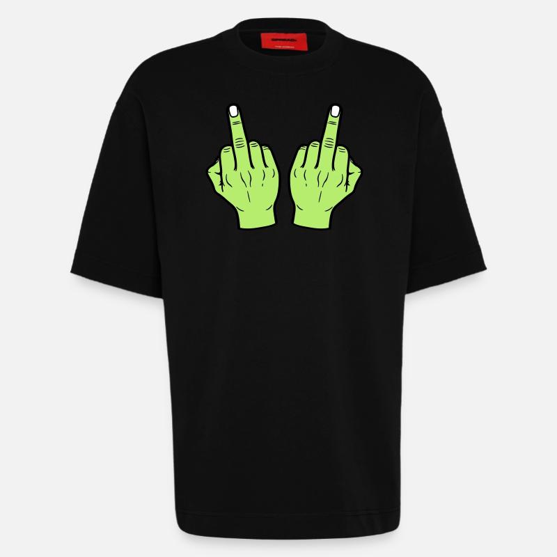Mittelfinger Hand - Heavyweight T-Shirt - made by SPREAD  - SOLID BLACK