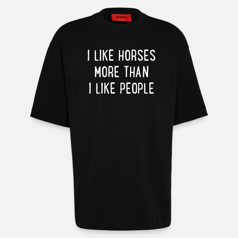 Chevaux - T-shirt bio épais oversize fabriqué en UE - SOLID BLACK