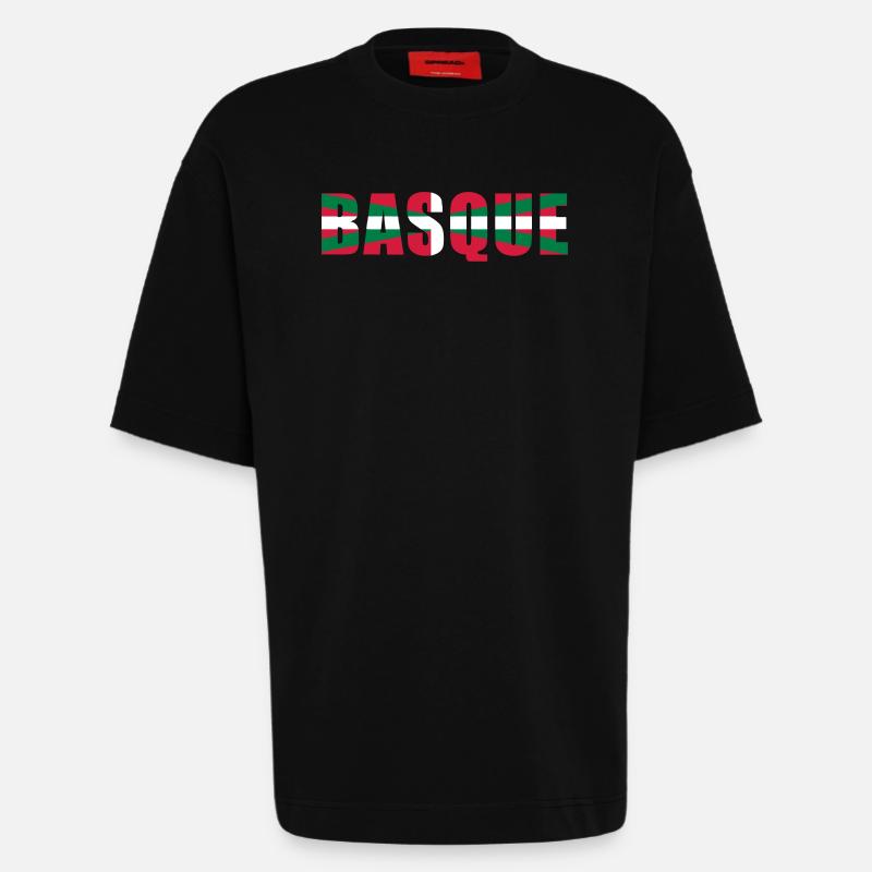Basque Drapeau 2 - T-shirt bio épais oversize fabriqué en UE - SOLID BLACK