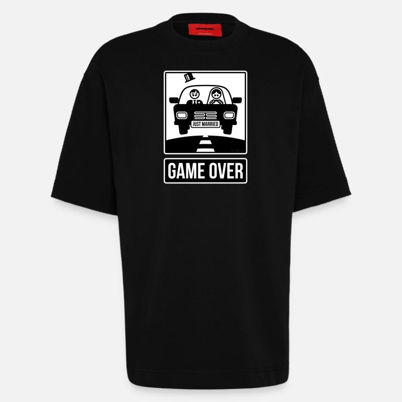 Just Married – Game Over (2C) - Heavyweight T-Shirt - made by SPREAD  - SOLID BLACK