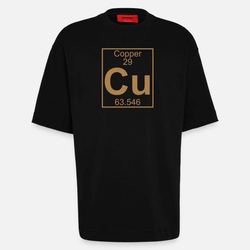 Element 29 - Cu (copper) - Full - Heavyweight T-Shirt - made by SPREAD  - SOLID BLACK