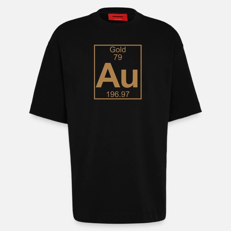 Element 079 - Au (gold) - Full - Heavyweight T-Shirt - made by SPREAD  - SOLID BLACK