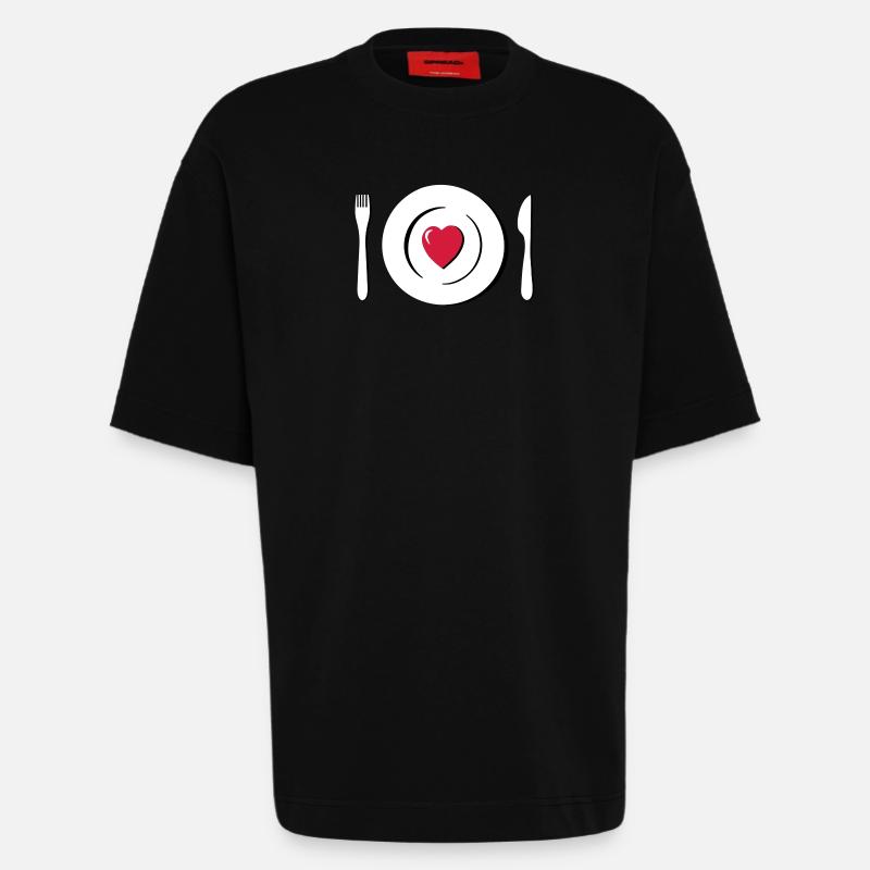 Liebe_Herz_teller_g1 - Heavyweight T-Shirt - made by SPREAD  - SOLID BLACK