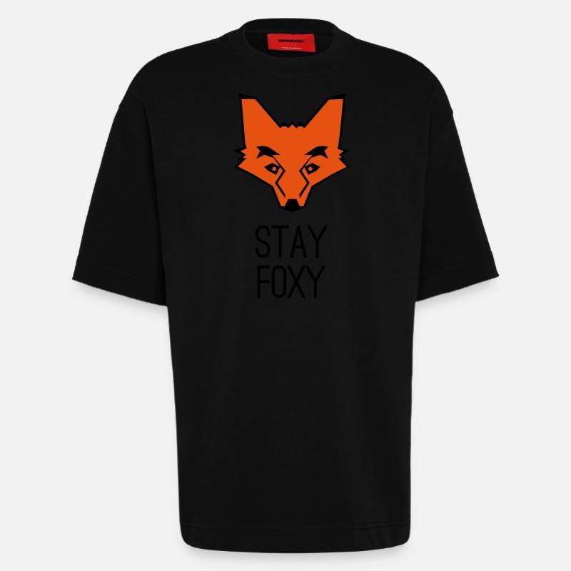 Fuchs stay foxy fox - T-shirt bio épais oversize fabriqué en UE - SOLID BLACK