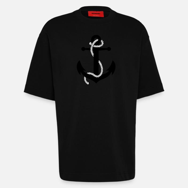 Anker mit Seil v2 - Heavyweight T-Shirt - made by SPREAD  - SOLID BLACK