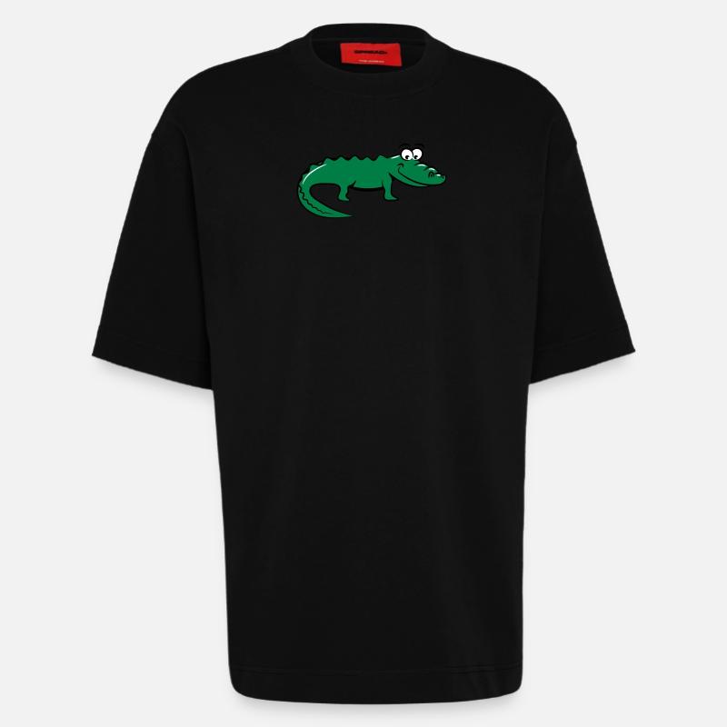 Crocodile douce aimante - T-shirt bio épais oversize fabriqué en UE - SOLID BLACK