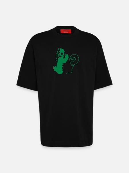 Cactus balloon handshake greeting spikes - Heavyweight T-Shirt - made by SPREAD  - SOLID BLACK