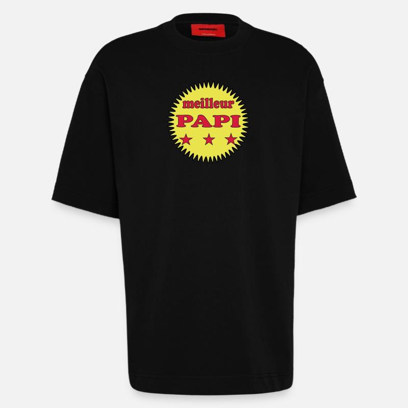 Meilleur papi - T-shirt bio épais oversize fabriqué en UE - SOLID BLACK