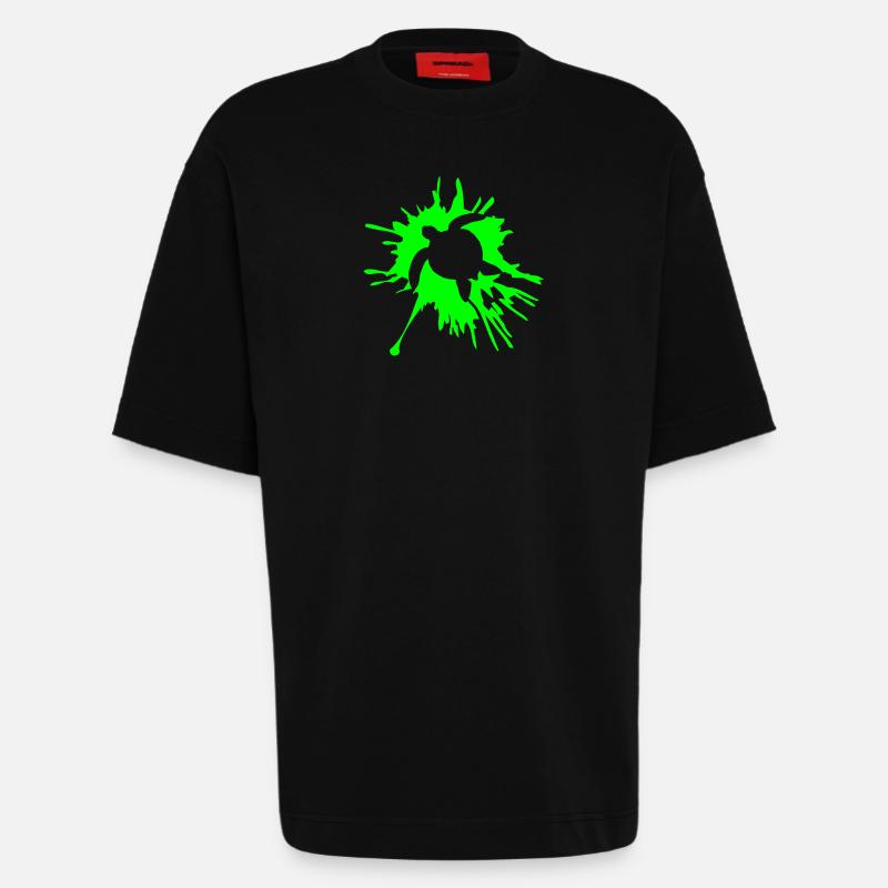 Water turtle paint splash drops - Heavyweight T-Shirt - made by SPREAD - SOLID BLACK