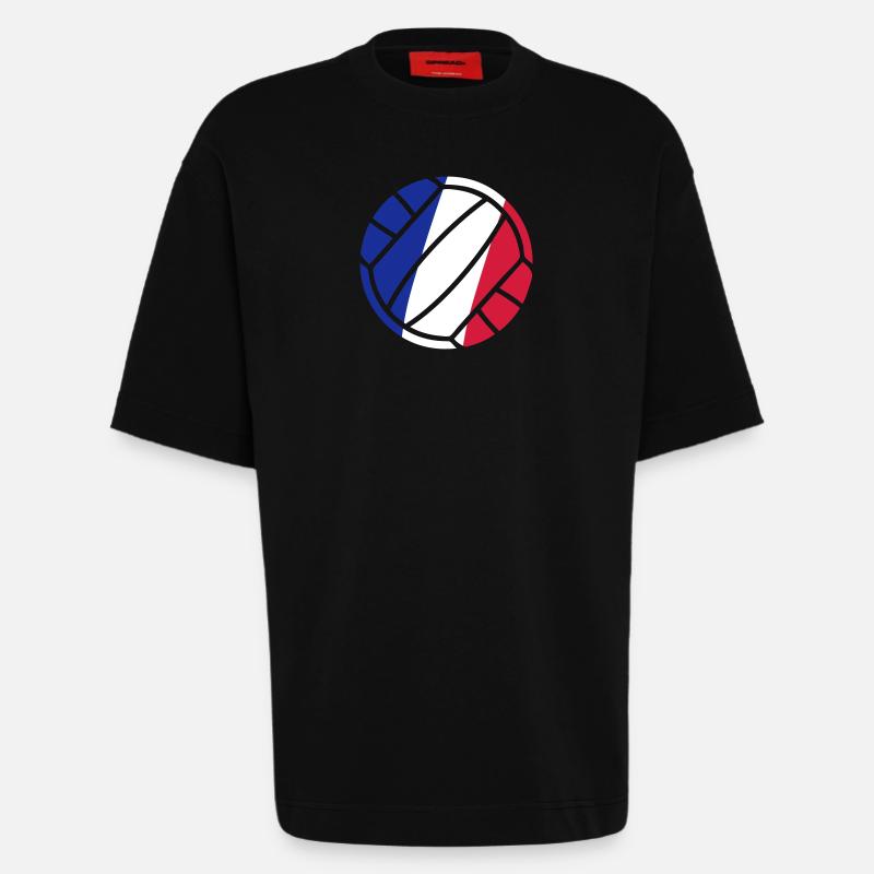 balle de volley-ball - T-shirt bio épais oversize fabriqué en UE - SOLID BLACK
