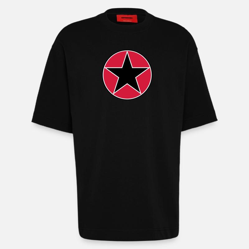 star circ_vec_3 de - Heavyweight T-Shirt - made by SPREAD  - SOLID BLACK