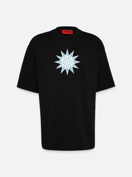 Cristal de glace étoilée - T-shirt bio épais oversize fabriqué en UE - SOLID BLACK