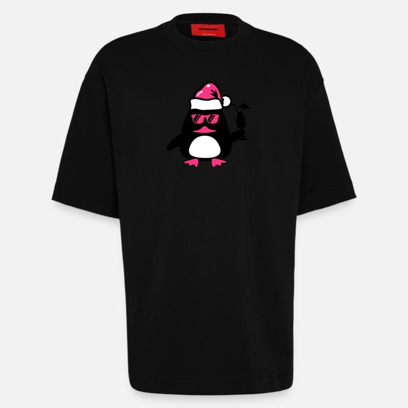 Noël du canard de plage - T-shirt bio épais oversize fabriqué en UE - SOLID BLACK