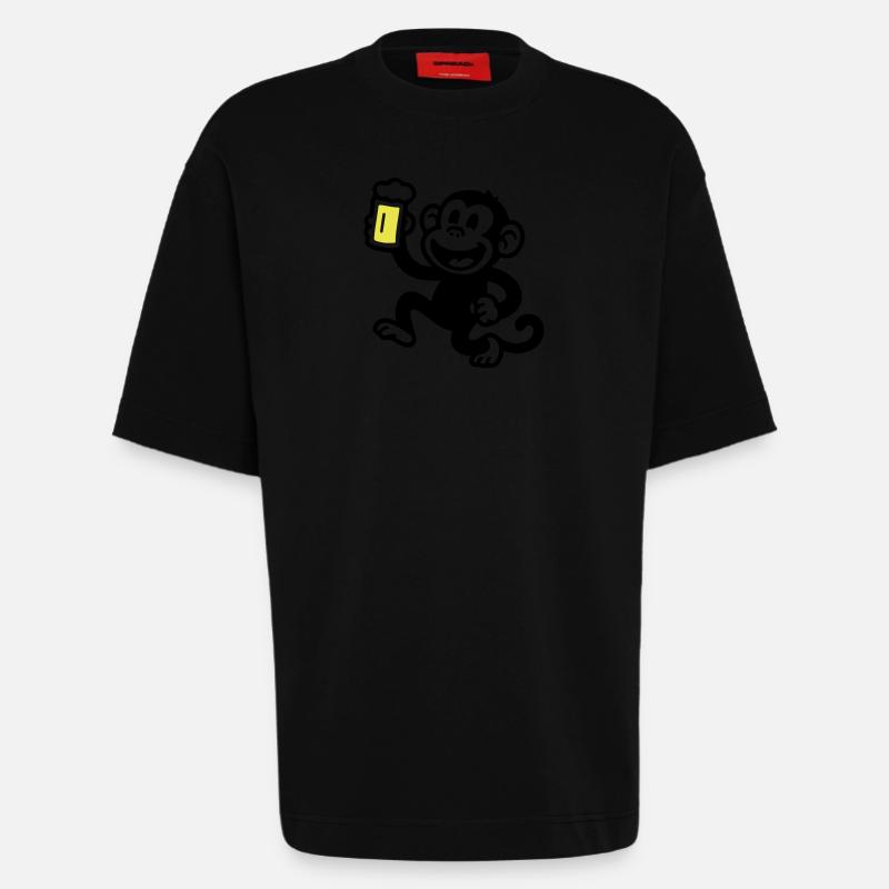 Affe Bier Witzig - Heavyweight T-Shirt - made by SPREAD  - SOLID BLACK
