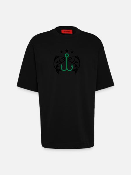 Fish hook fish - Heavyweight T-Shirt - made by SPREAD  - SOLID BLACK