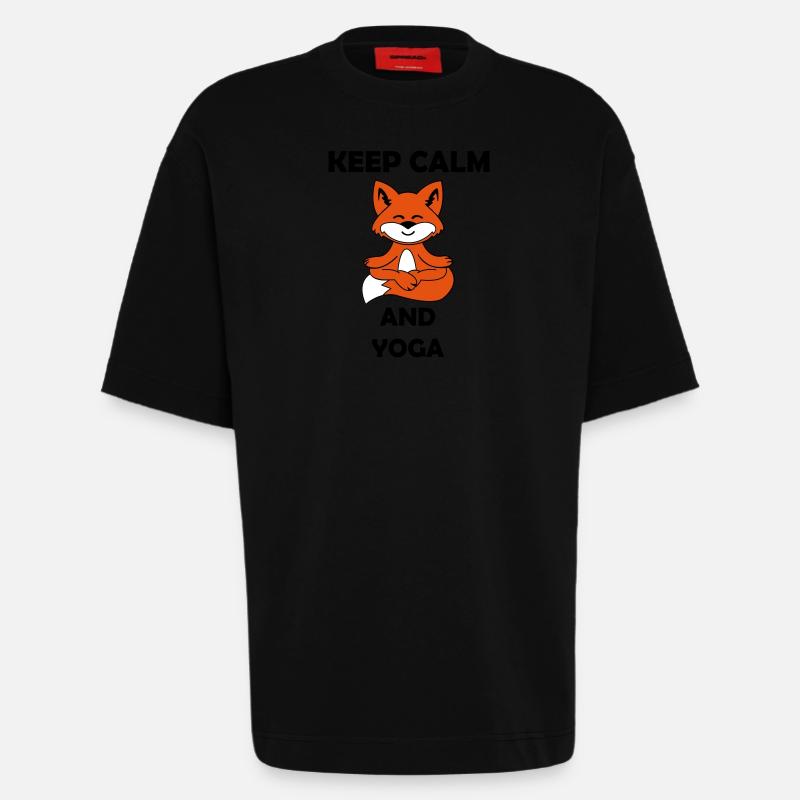 yoga fuchs keep calm - Heavyweight T-Shirt - made by SPREAD  - SOLID BLACK