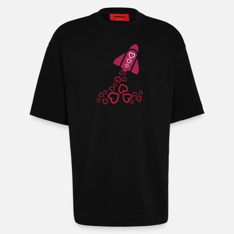peace rocket pink - Heavyweight T-Shirt - made by SPREAD  - SOLID BLACK