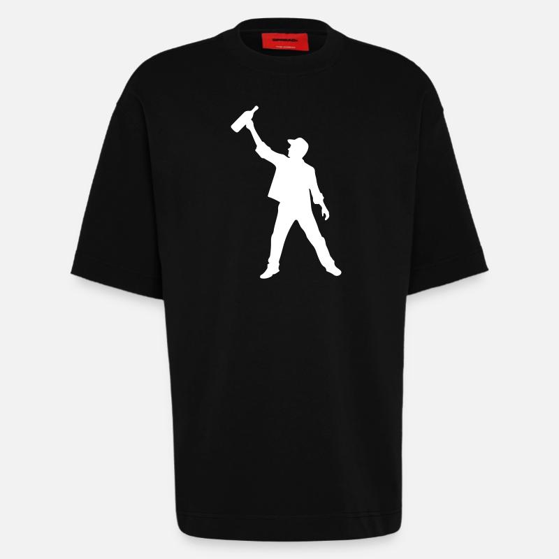 Boisson Soirée Silhouette - T-shirt bio épais oversize fabriqué en UE - SOLID BLACK