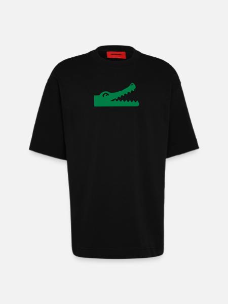 Crocodile - T-shirt bio épais oversize fabriqué en UE - SOLID BLACK