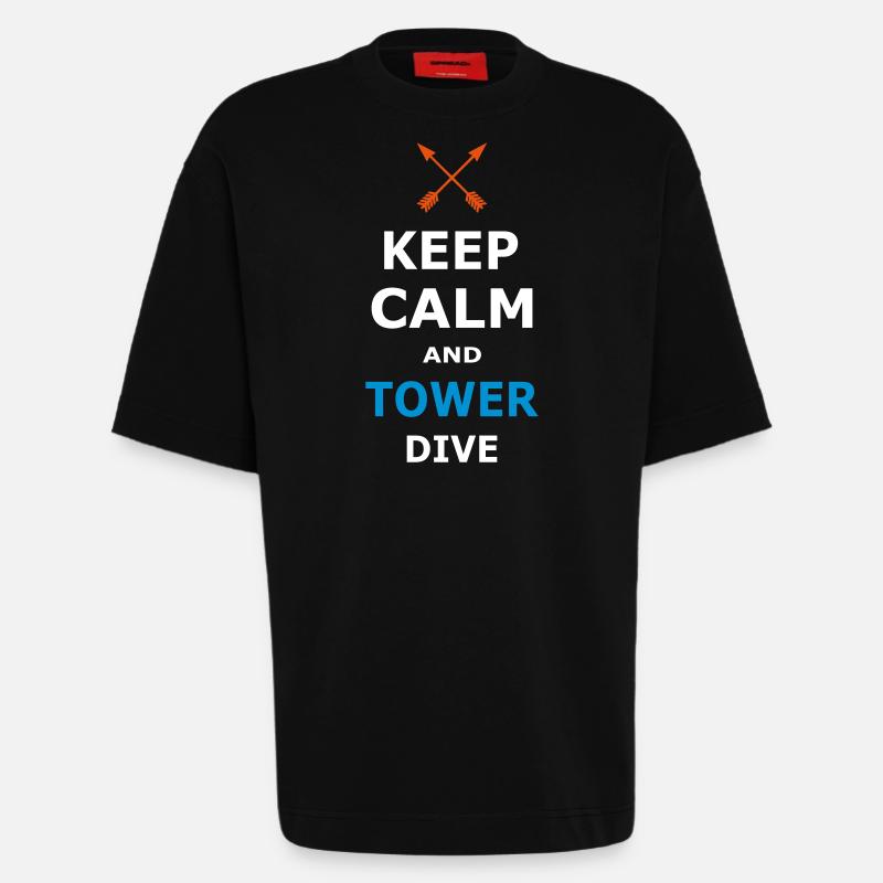 KEEP CALM AND TOWER DIVE - Heavyweight T-Shirt - made by SPREAD  - SOLID BLACK