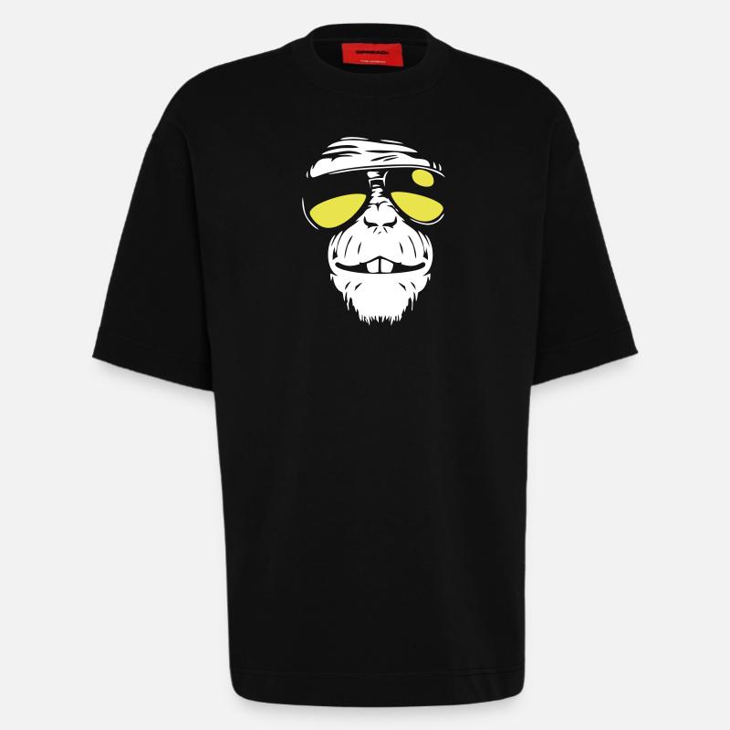 Cool Monkey - Singe cool - T-shirt bio épais oversize fabriqué en UE - SOLID BLACK