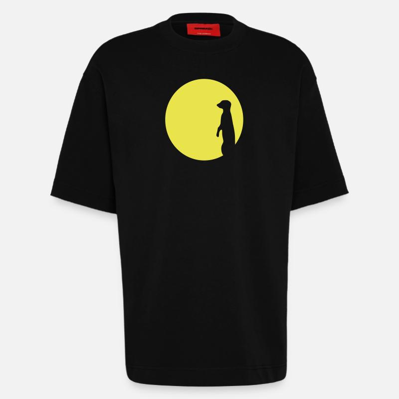erdmaennchen mond - Heavyweight T-Shirt - made by SPREAD  - SOLID BLACK