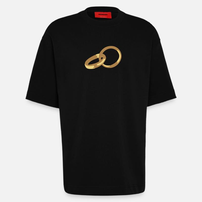 Alliances, bagues, de mariage, mariés - T-shirt bio épais oversize fabriqué en UE - SOLID BLACK