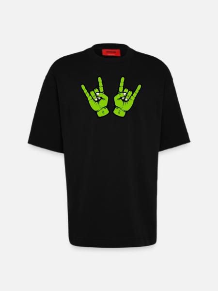 Party Hand Skirt Sign - Heavyweight T-Shirt - made by SPREAD - SOLID BLACK