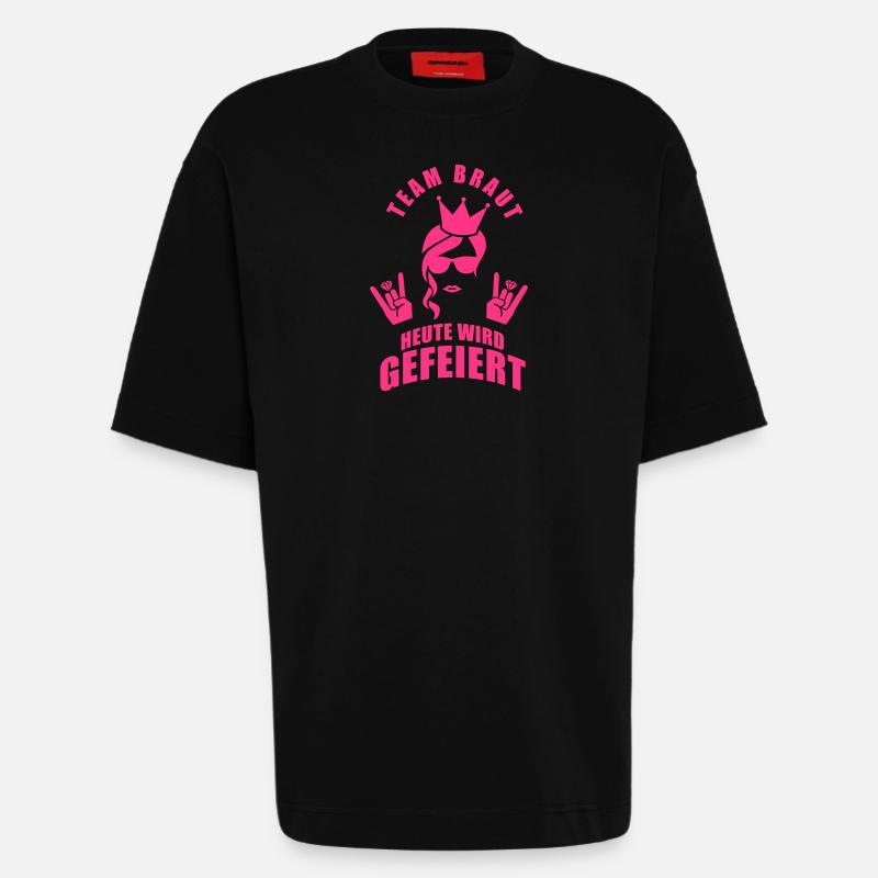 Team Braut - Heute wird gefeiert - Heavyweight T-Shirt - made by SPREAD  - SOLID BLACK