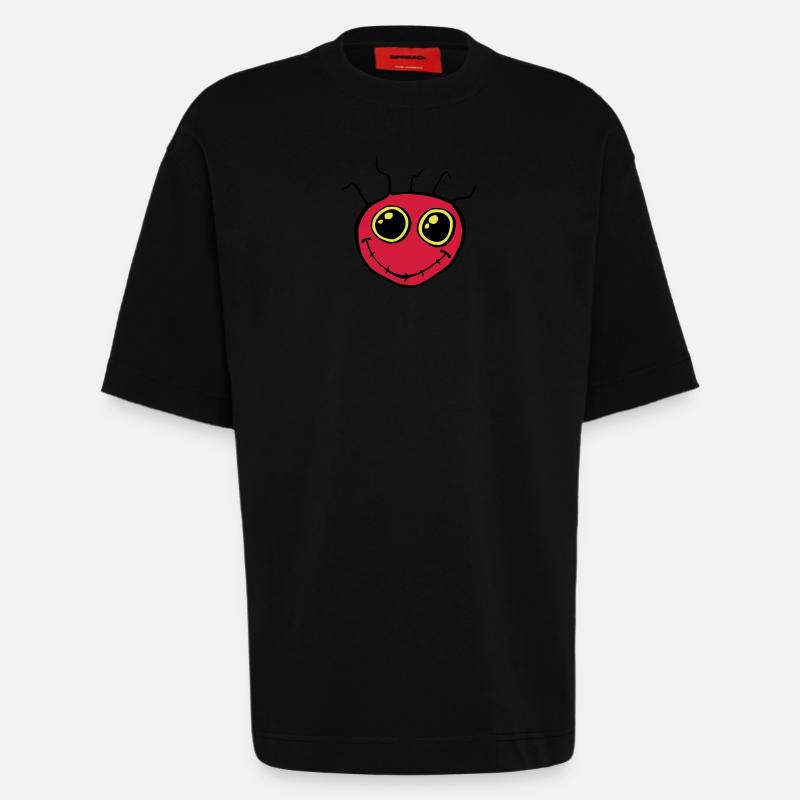 Fantazia Smiley Face - T-shirt bio épais oversize fabriqué en UE - SOLID BLACK