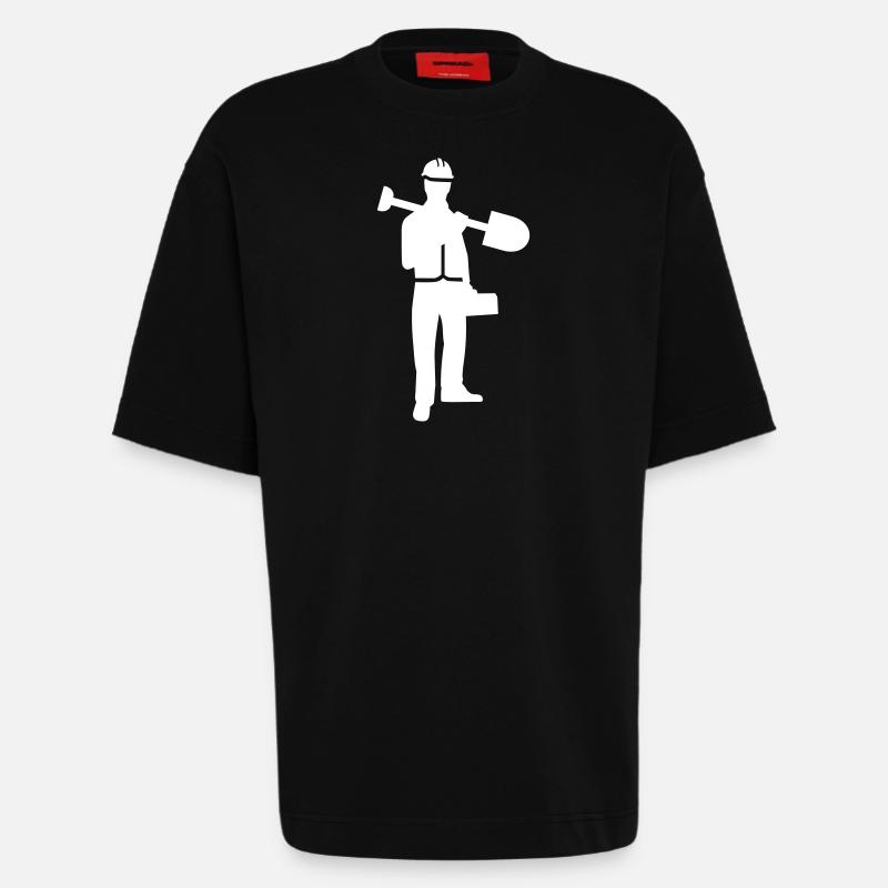 Construction worker - Heavyweight T-Shirt - made by SPREAD  - SOLID BLACK