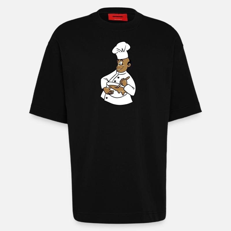 cuisinier chapeau de chef remuer - T-shirt bio épais oversize fabriqué en UE - SOLID BLACK