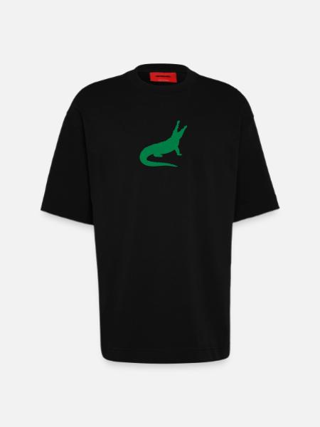 Un crocodile - T-shirt bio épais oversize fabriqué en UE - SOLID BLACK
