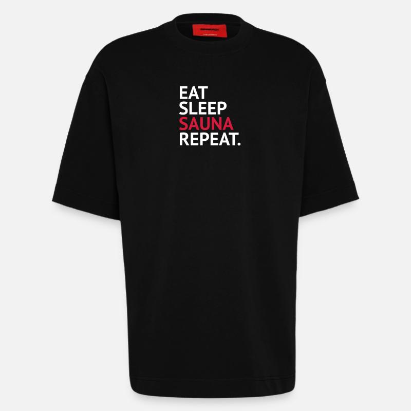 eatsleep sauna repeat - Heavyweight T-Shirt - made by SPREAD  - SOLID BLACK