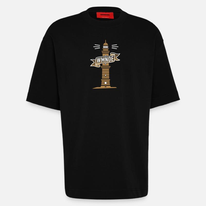WMNDE Leuchtturm Banderole C2 - Heavyweight T-Shirt - made by SPREAD  - SOLID BLACK