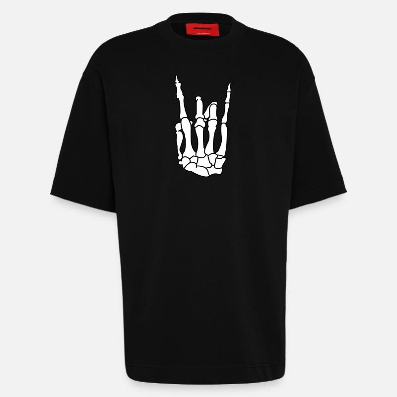skull_hand_02 - Heavyweight T-Shirt - made by SPREAD  - SOLID BLACK