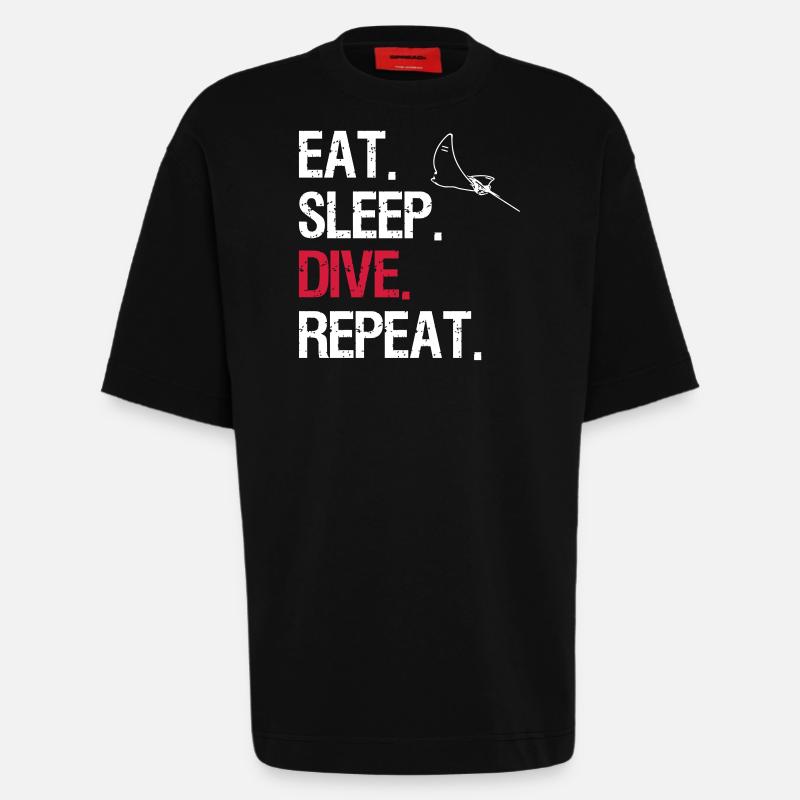 Eat Sleep Dive Repeat - Adlerrochen - Heavyweight T-Shirt - made by SPREAD - SOLID BLACK