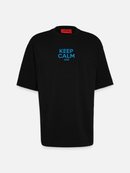 KEEP CALM AND - T-shirt bio épais oversize fabriqué en UE - SOLID BLACK