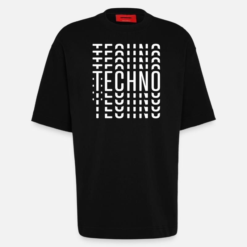 TECHNO TECHNO TECHNO - Heavyweight T-Shirt - made by SPREAD  - SOLID BLACK