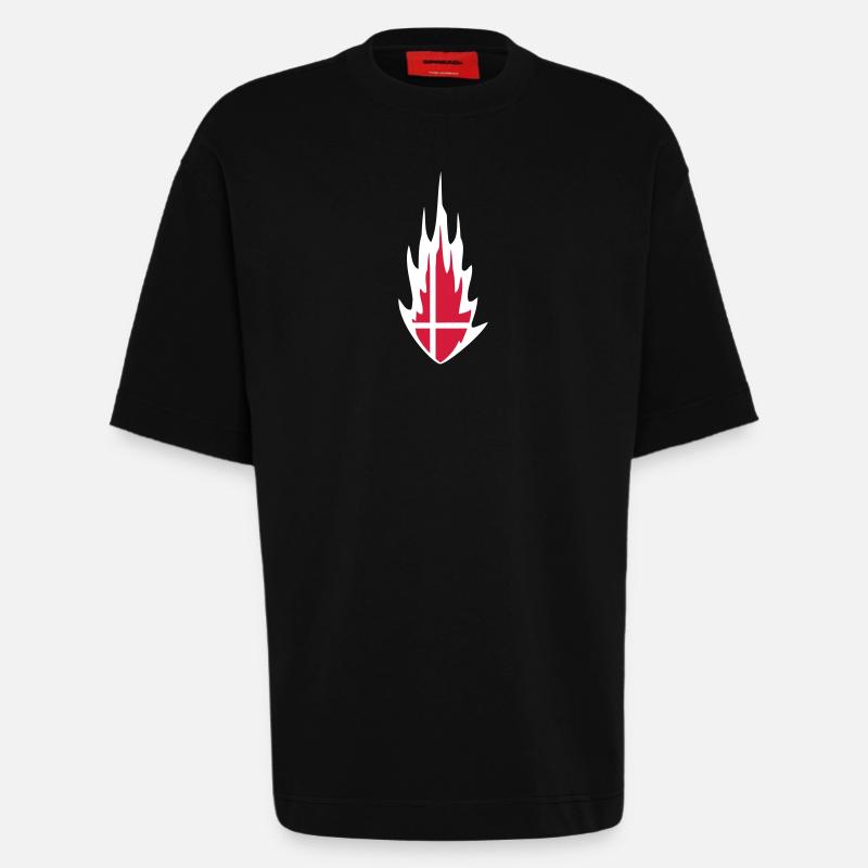 Denmark Danmark Fire Flame Design - Heavyweight T-Shirt - made by SPREAD  - SOLID BLACK