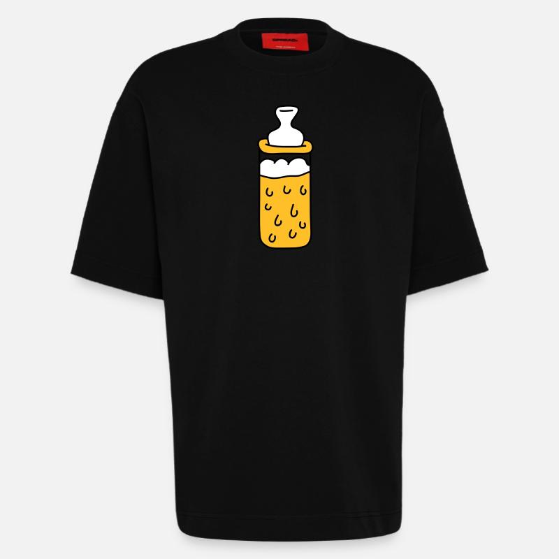 Baby Beer Bottle - T-shirt bio épais oversize fabriqué en UE - SOLID BLACK