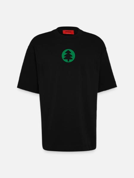 fir - christmas tree - around - Heavyweight T-Shirt - made by SPREAD  - SOLID BLACK