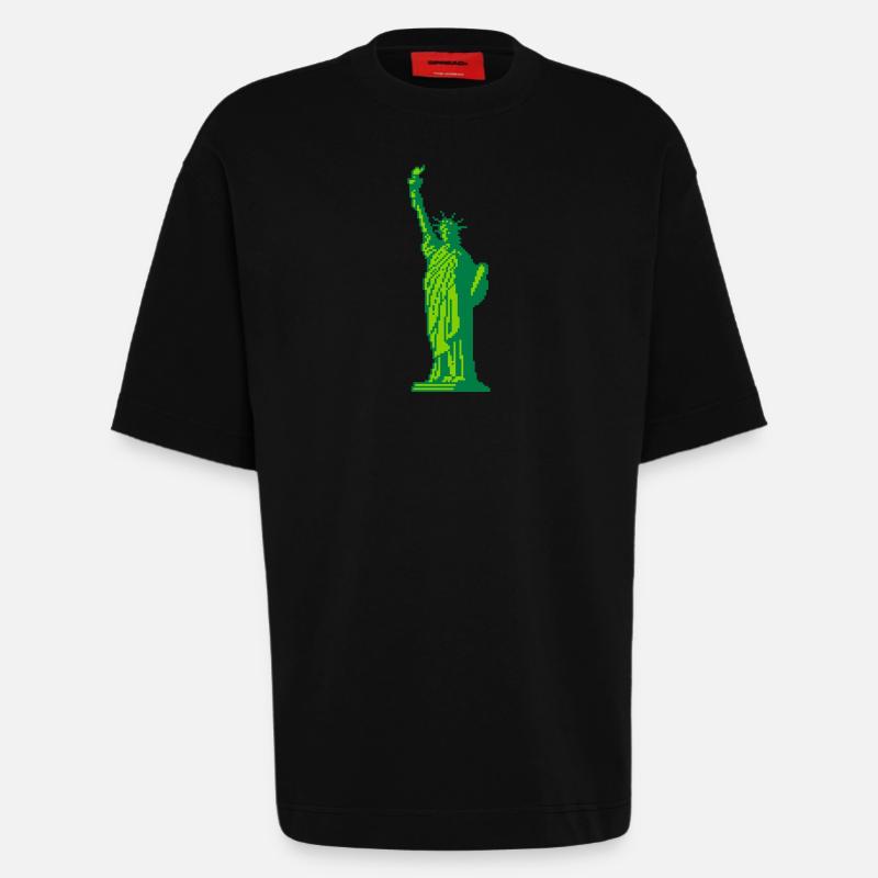 8bit Freiheitsstatue - Heavyweight T-Shirt - made by SPREAD  - SOLID BLACK