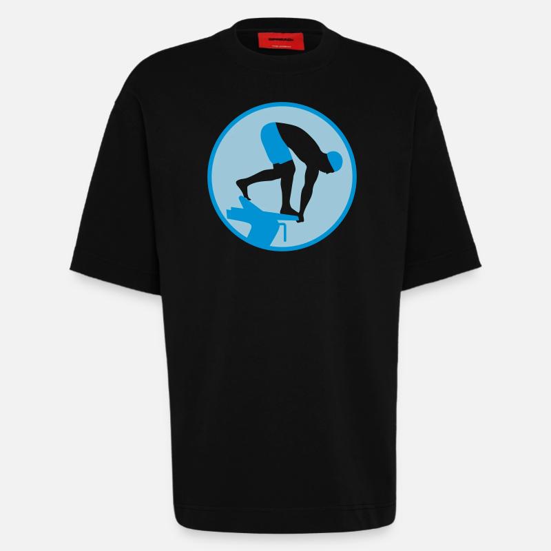swimming_man_022013_b_2c - T-shirt bio épais oversize fabriqué en UE - SOLID BLACK