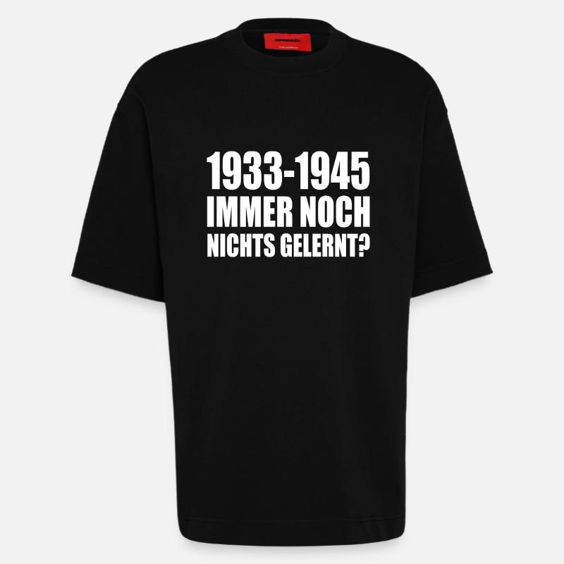 1933 1945 still nothing learned - Heavyweight T-Shirt - made by SPREAD  - SOLID BLACK